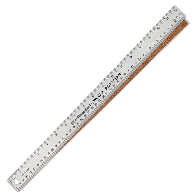 Breman Precision Metal Ruler 18 Inch Cork Back â€“ Stainless Steel Straight Edge, Flexible Non-Slip 18 Inch Metal Ruler with Cork Backing â€“ Imperial & Metric for Crafting, School, Workshop & Home Use - Image 1